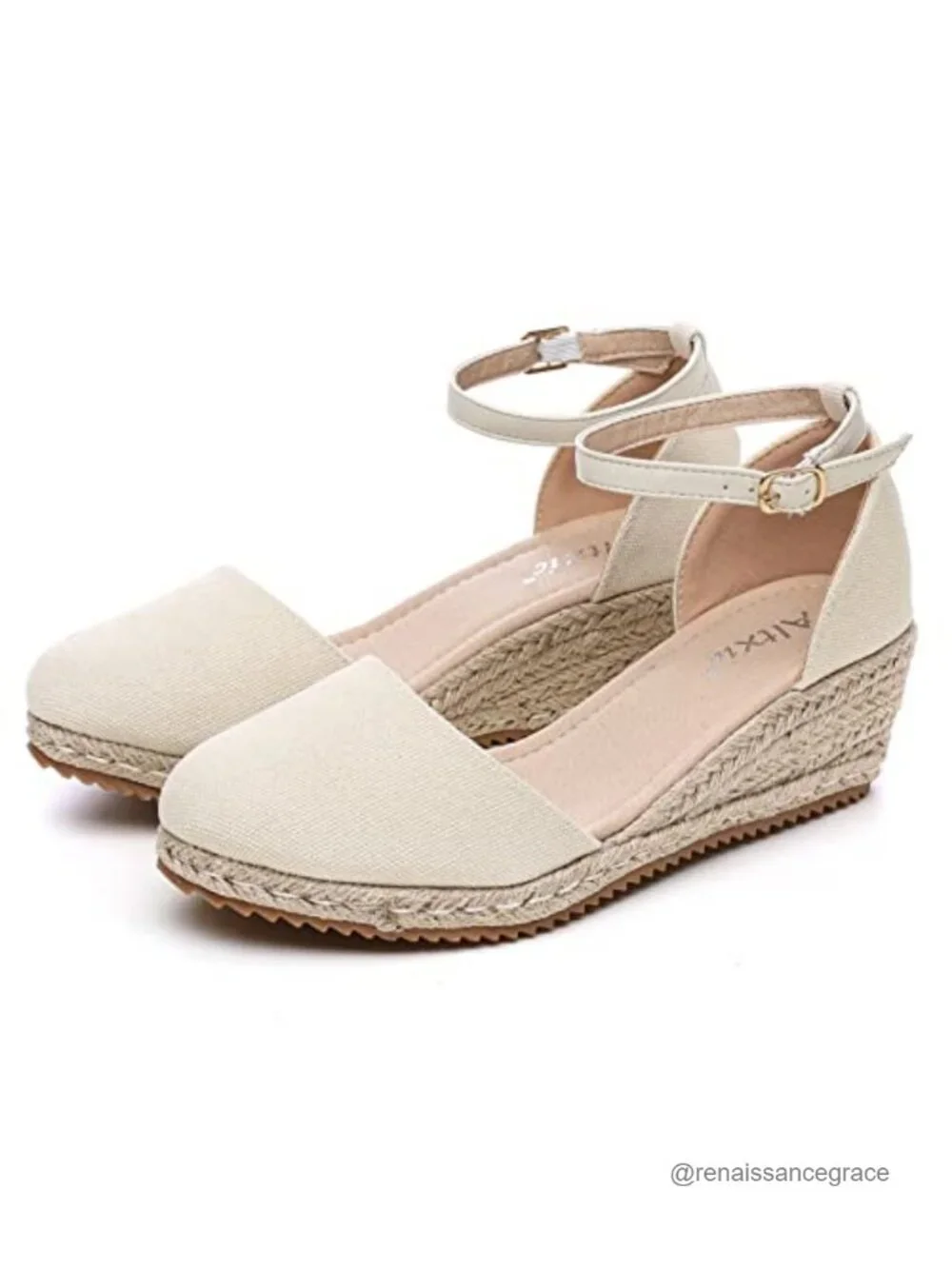 Women's Closed Toe Ankle Strap Espadrilles Wedge Sandals